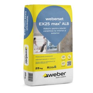 Adeziv pentru placări ceramice pentru interior și exterior Weber EX25 max2 ALB 25kg