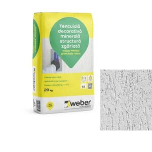 Tencuială minerală decorativă structurată Weber MIN 100 (R3) 20 kg ZGÂRIATĂ